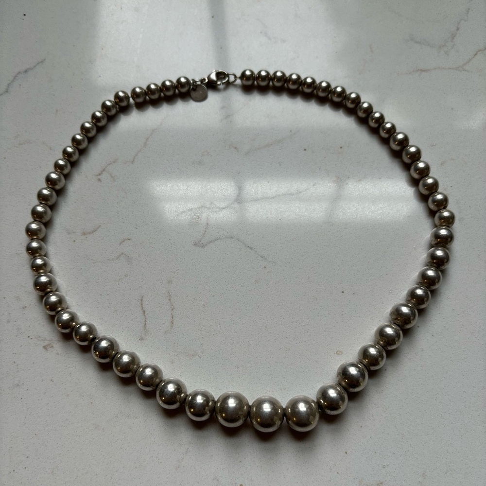 Tiffany & Co. Sterling Silver Graduated Bead Necklace - Picture 7 of 15